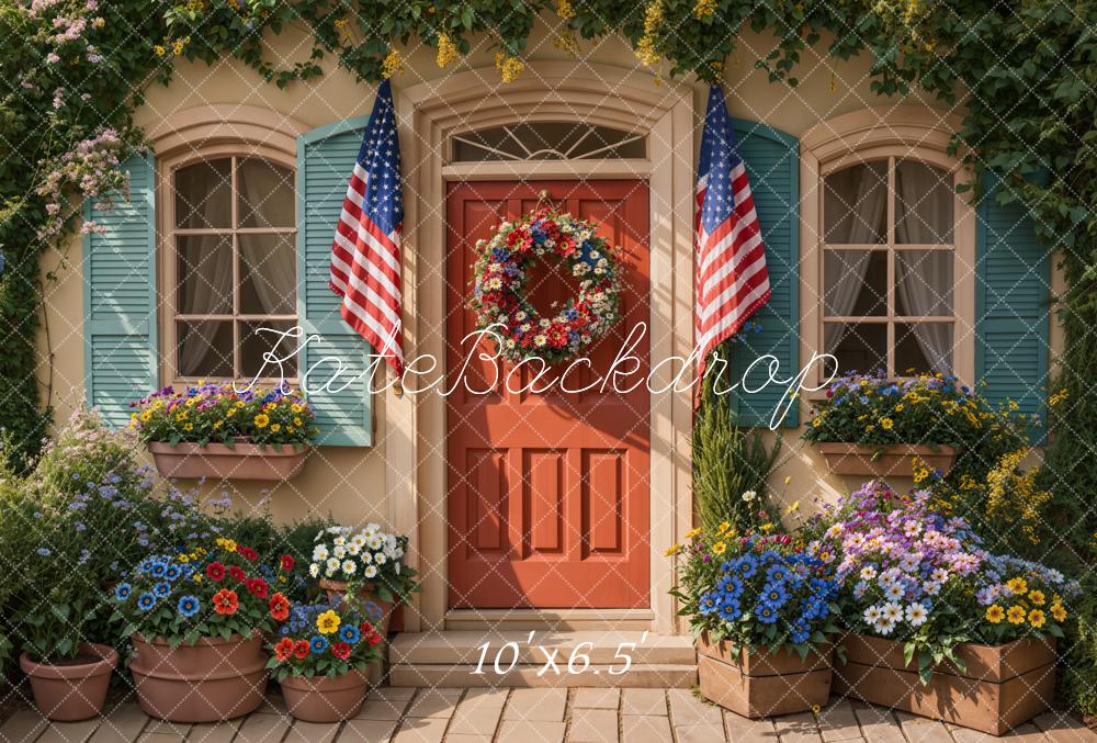 Día de la Independencia Bandera Floral de Porche Fondo Diseñado por Emetselch