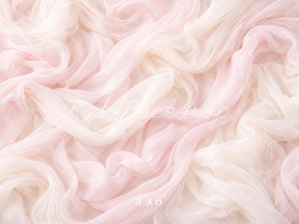 Kate Newborn Pink Ivory Sheer Draped Fabric Printed Backdrop Designed by Megan Leigh Photography