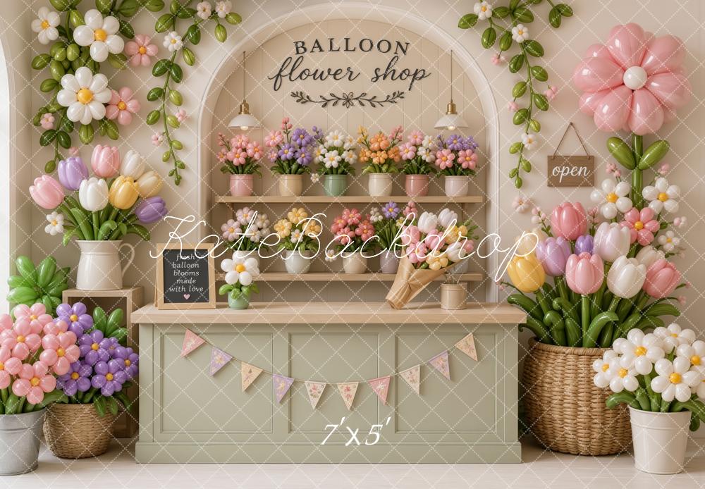 Kate Spring Balloon Flower Shop Tulips Printed Backdrop Designed by Ashley Ward