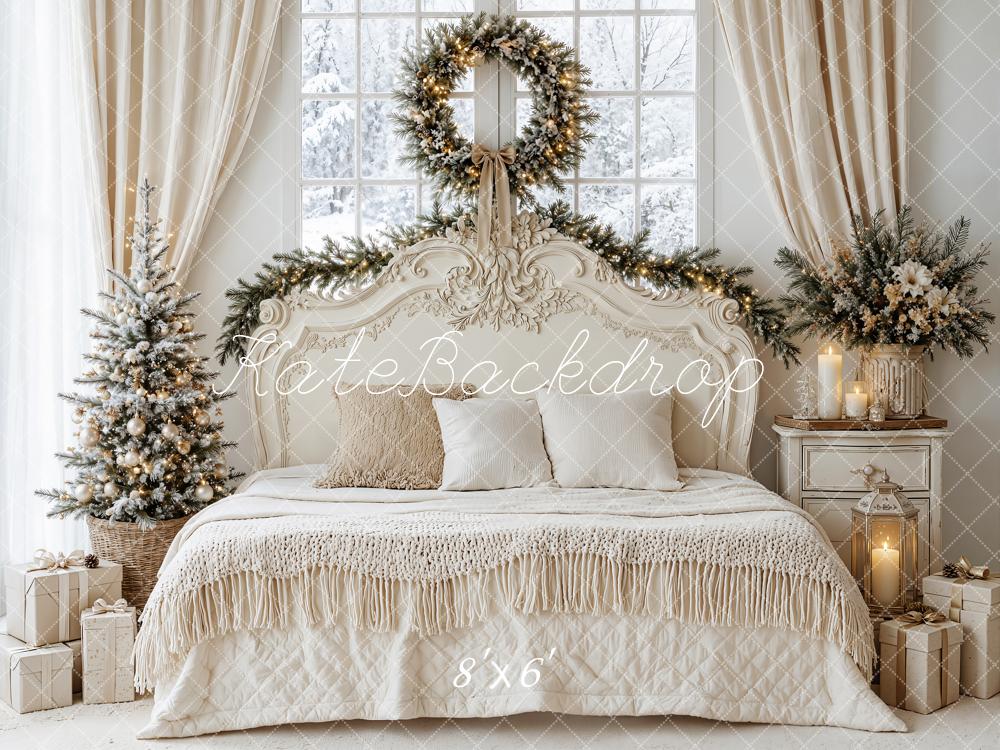 Kate Christmas Bedroom Pine Wreath Garland Tree Printed Backdrop Designed by Emetselch