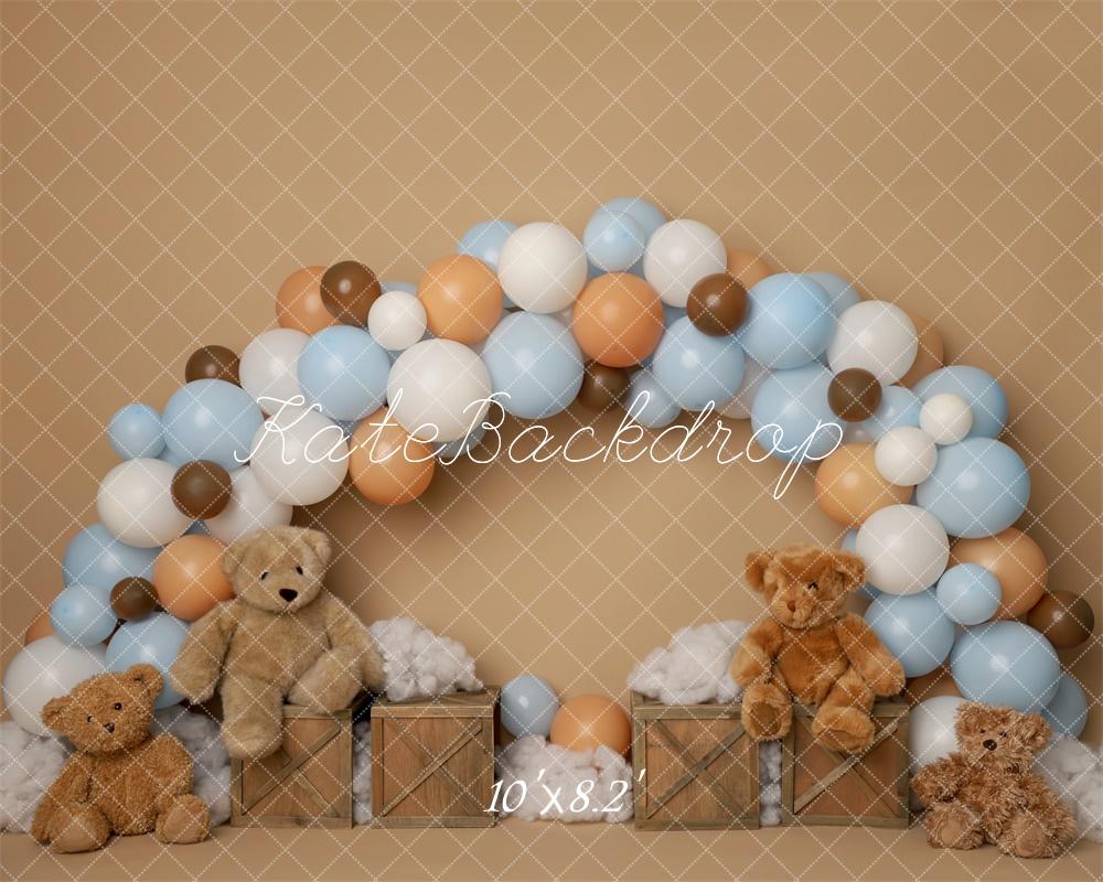 Kate Cake Smash Teddy Bear Balloon Arch Backdrop Designed by Melissa King