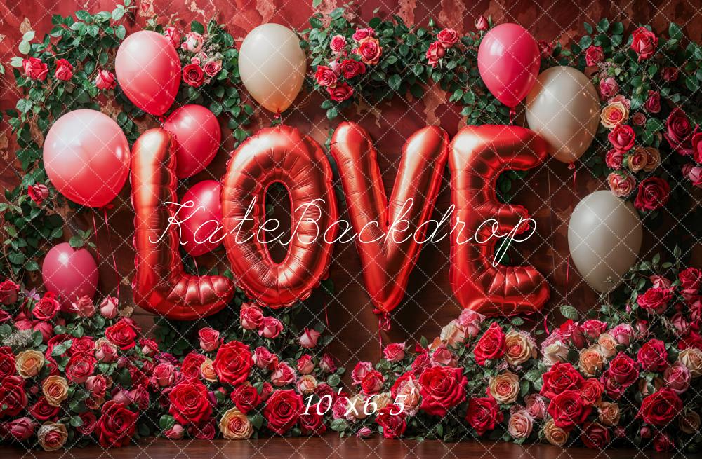 Kate Valentine's Day Love Balloon Roses Backdrop Designed by Emetselch