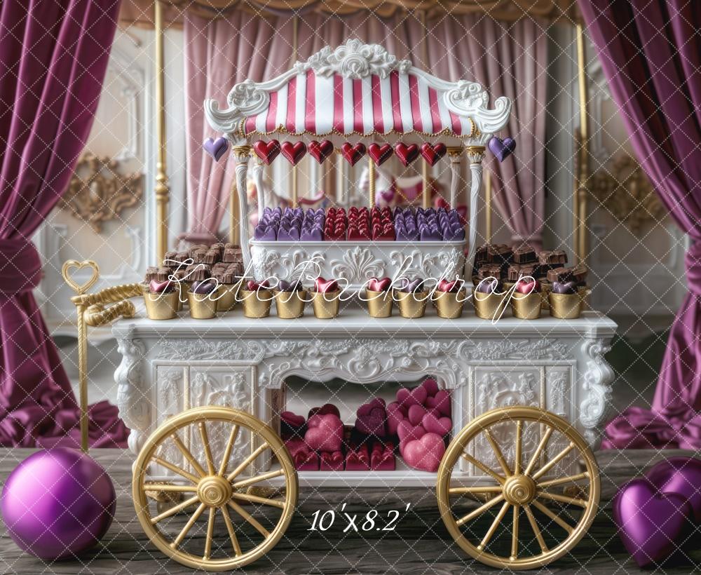 Kate Valentine Chocolate Candy Cart Backdrop Designed by Mini MakeBelieve