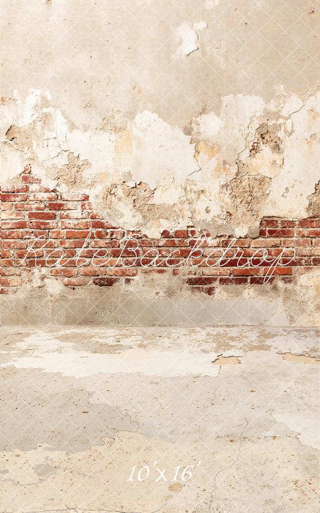Kate Vintage Brick Exposed Plaster Wall Printed Backdrop Designed by Kate Image