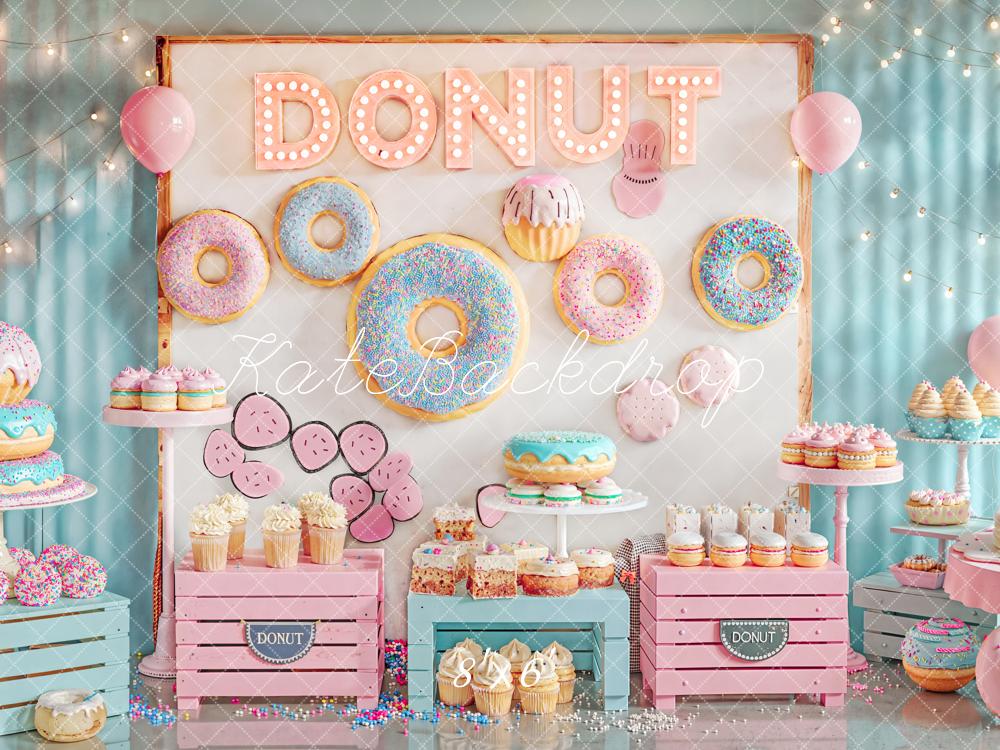 Mesa de postres de donuts de smash de cumpleaños Cupcakes Pastel Fondo