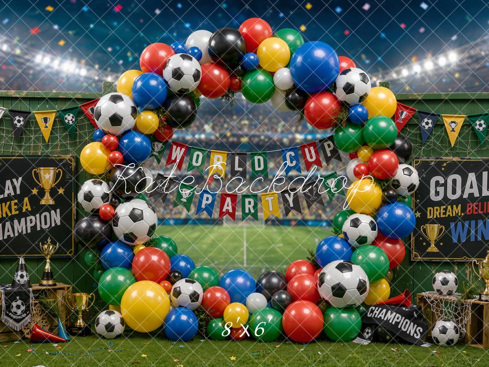 Kate Sports Soccer Balloon Arch Stadium Field Printed Backdrop Designed by Chain Photography