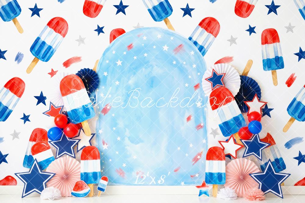 Kate Independence Day Red White Blue Popsicle Stars Printed Backdrop Designed by Patty Roberts