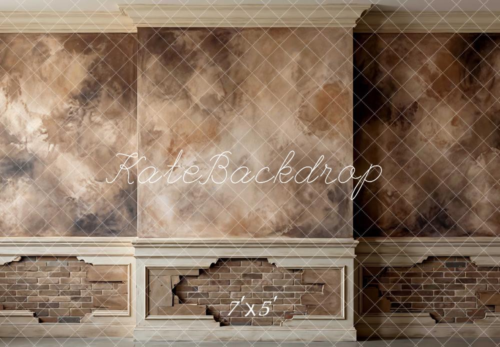 Kate Vintage Wall Brown Exposed Brick Printed Backdrop Designed by Mini MakeBelieve