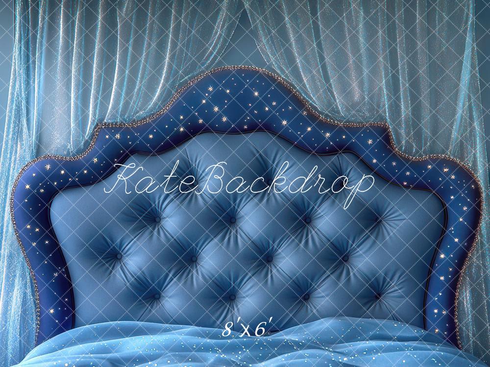 Kate Headboard Elegant Blue Curtain Backdrop Designed by Mini MakeBelieve