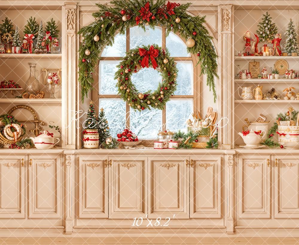 Kate Christmas Kitchen Cabinet Garland Shelves Backdrop Designed by Emetselch