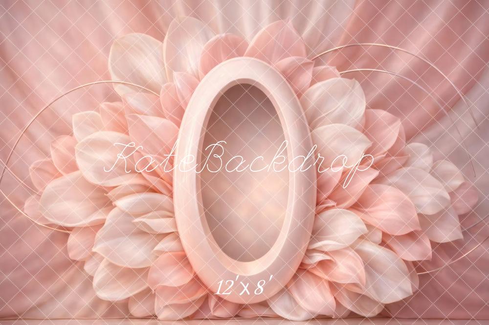 Kate Newborn Pink Flower Arch Oval Centerpiece Printed Backdrop Designed by Vertigo Productions