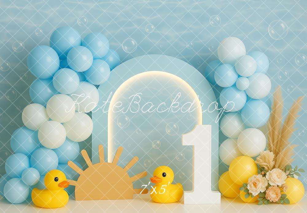 Primer Cumpleaños Pato Luz del Sol Fondo de Globo Diseñado por Patty Roberts