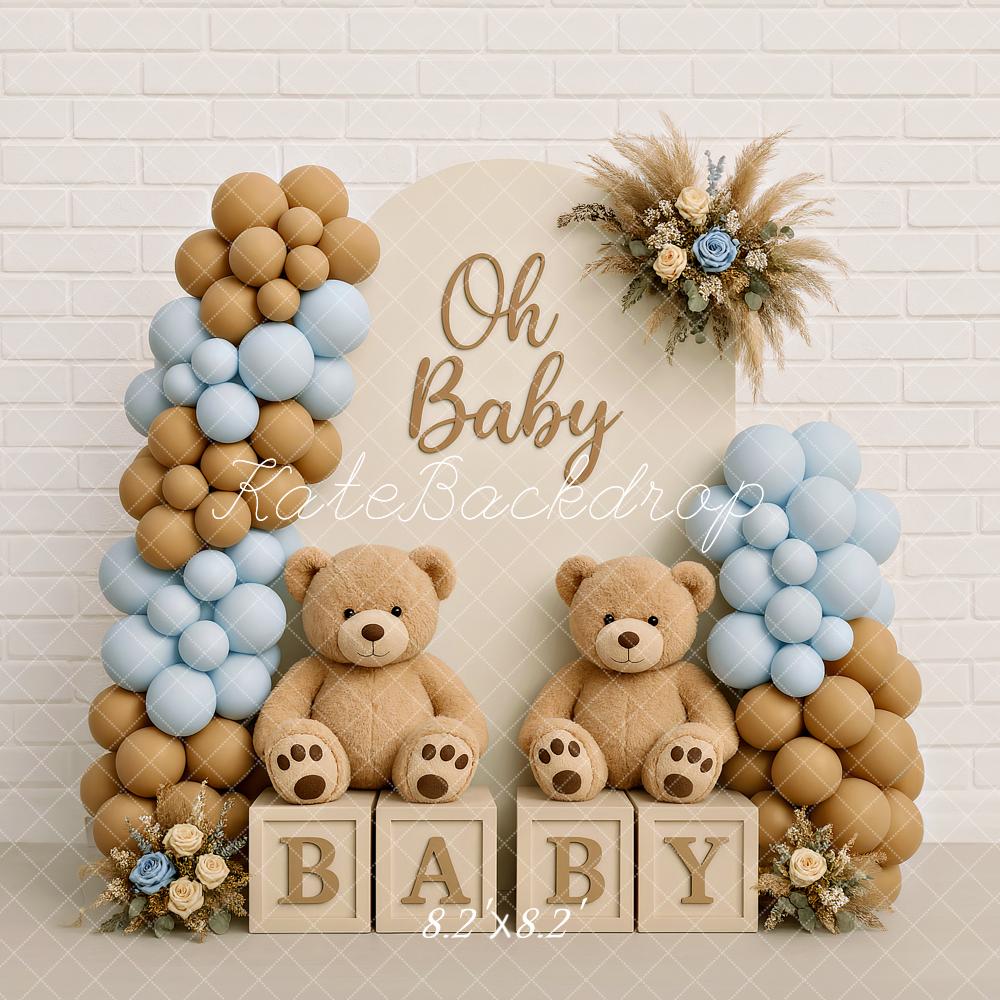 Fondo de globos boho de pastel de smash de Teddy Bear diseñado por Ashley Paul