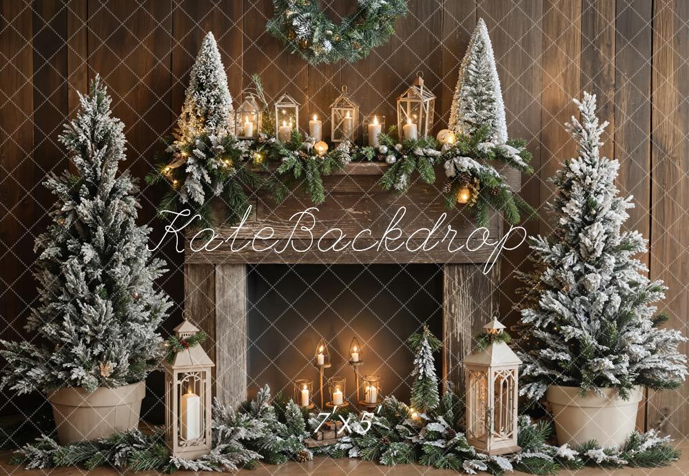 Aoihrraan 4,5x3m Natale Interni Fotografia Sfondo Vintage camino natale albero lanterna rustico legno pavimento Sfondo Capodanno Vigilia Festival Famiglia Festa Compleanno Ritratto Foto Studio Prop