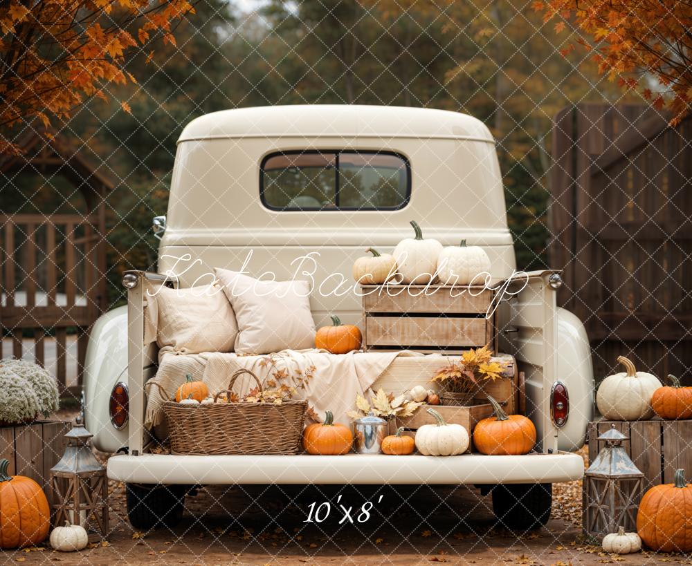 Kate Fall Truck Pumpkin Pillows Backdrop Designed by Emetselch