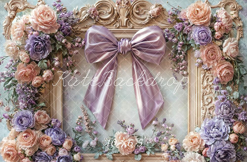 Kate Floral Bow Retro Frame Backdrop Designed by Emetselch