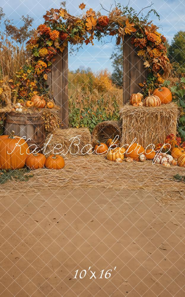 Arco de fondo de cosecha de calabazas de otoño diseñado por Emetselch