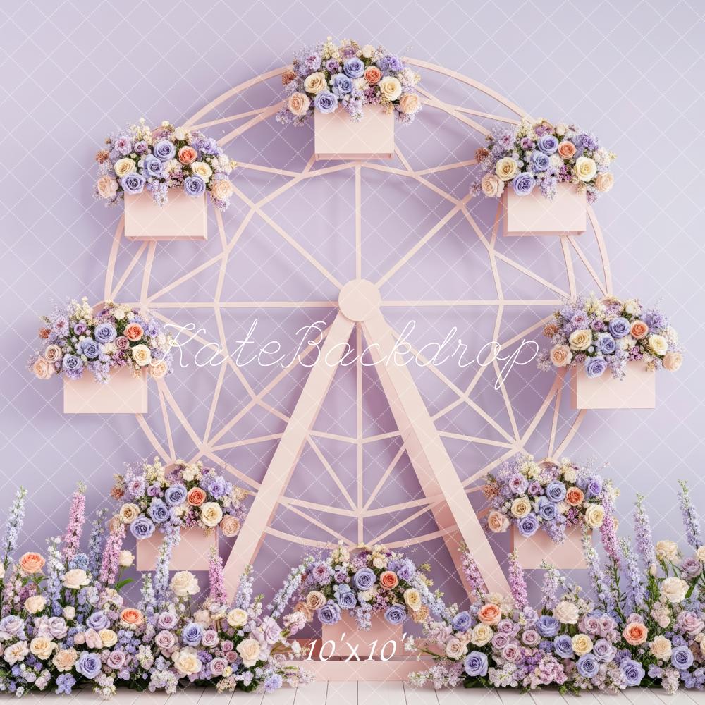 Kate Spring Ferris Wheel Flower Arch Pastel Purple Backdrop Designed by Patty Roberts