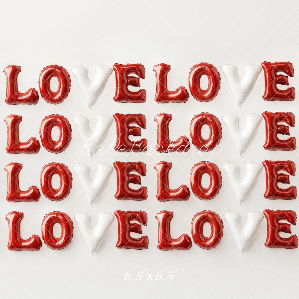 Kate Valentine's Day Red White Love Balloon Letters Backdrop Designed by Emetselch