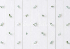 Kate White Wood Plank Green Leaves Floor Printed Backdrop Designed by Mini MakeBelieve
