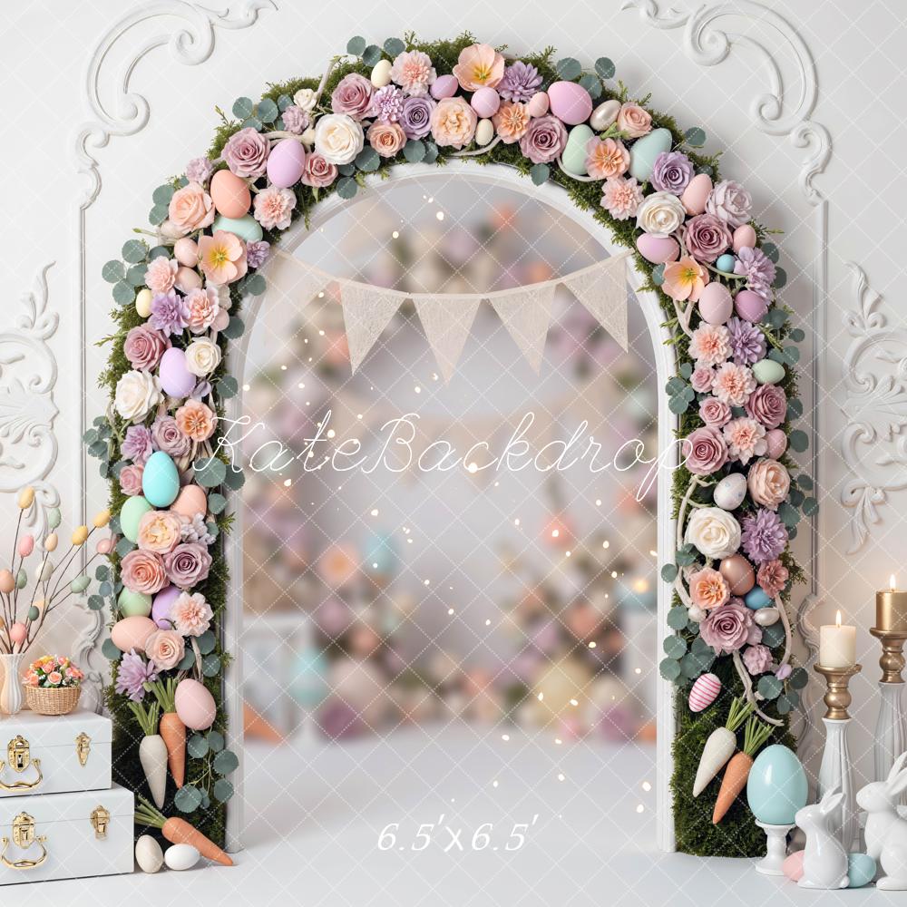Kate Easter Bunny Flower Arch Pastel Eggs Backdrop Designed by Mini MakeBelieve