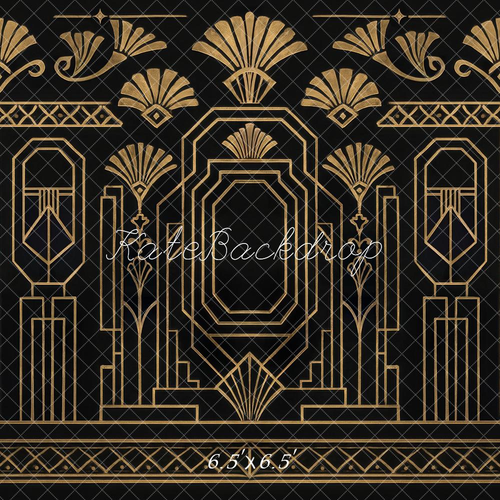 Kate Art Deco Gold Pattern Black Backdrop Designed by Mini MakeBelieve