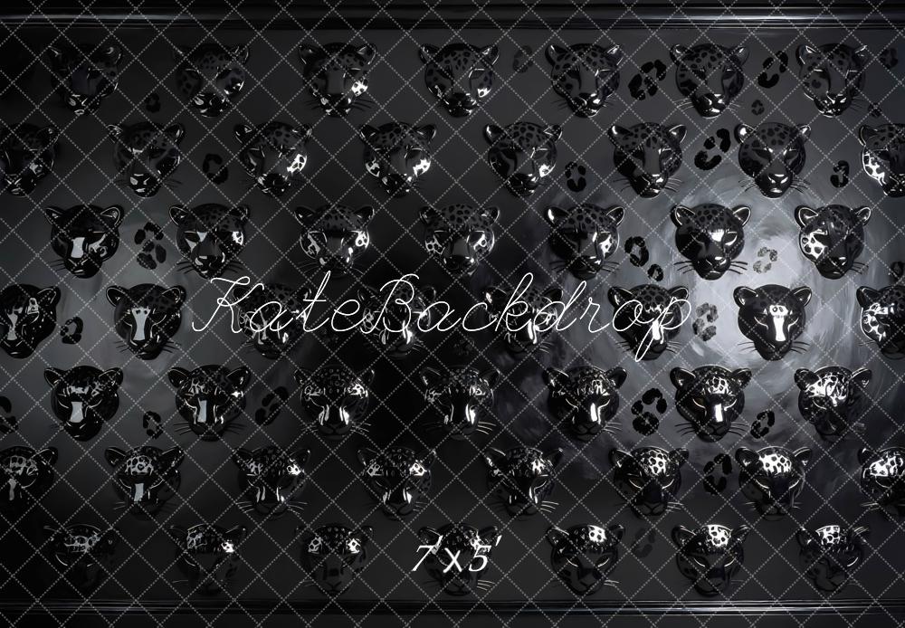 Kate Black Leopard Head Pattern Backdrop Designed by Mini MakeBelieve