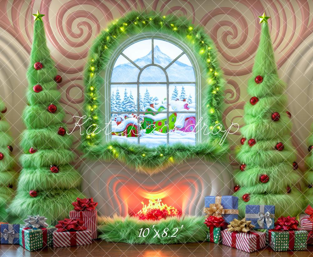 Kate Christmas Tree Candyland Window Fireplace Backdrop Designed by Mini MakeBelieve