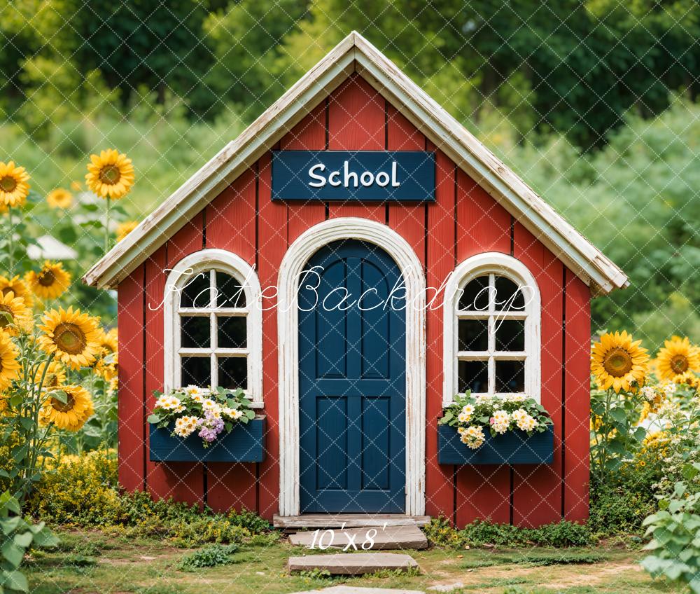 Terug naar School Rode Huis Zonnebloem Foto Achtergrond Designed by Emetselch