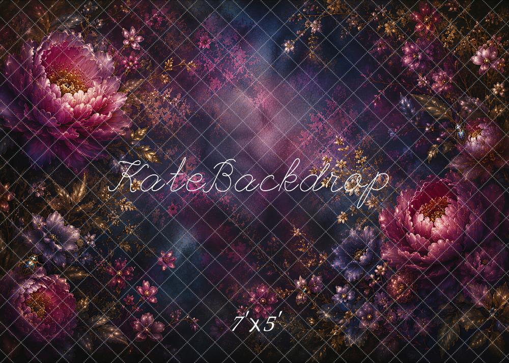 Kate Fine Art Duskwing Botanica Dark Floral Printed Backdrop Designed by Ashley Ward