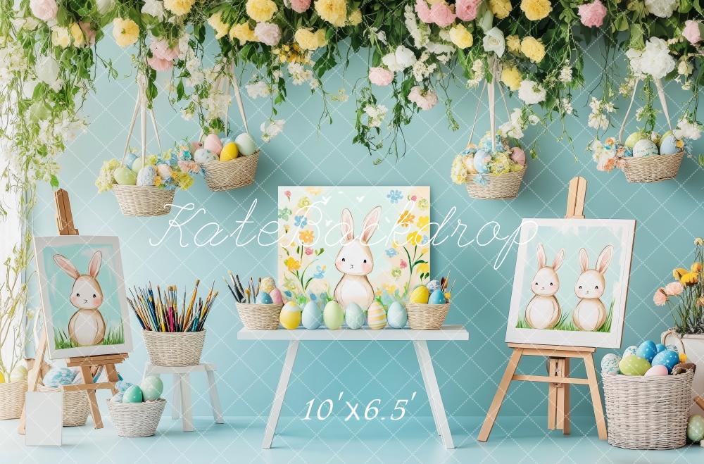 Kate Easter Painting Workshop Bunny Floral Backdrop Designed by Patty Roberts