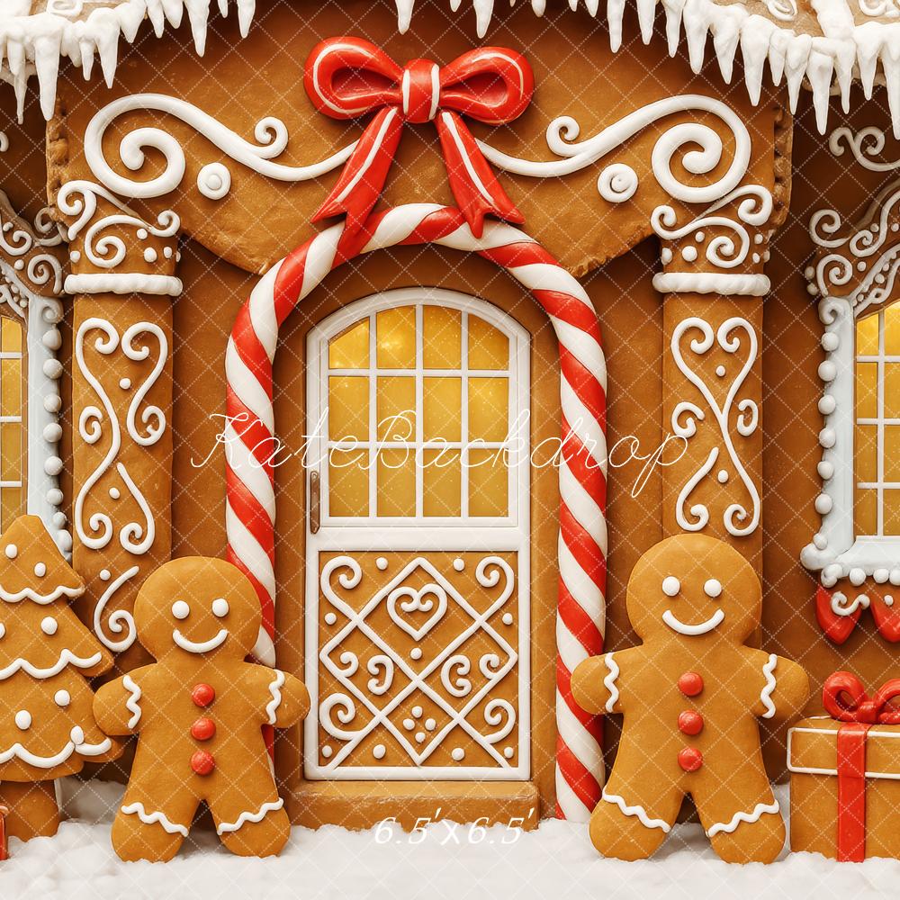 Kate Christmas Gingerbread House Bow Backdrop Designed by Patty Roberts