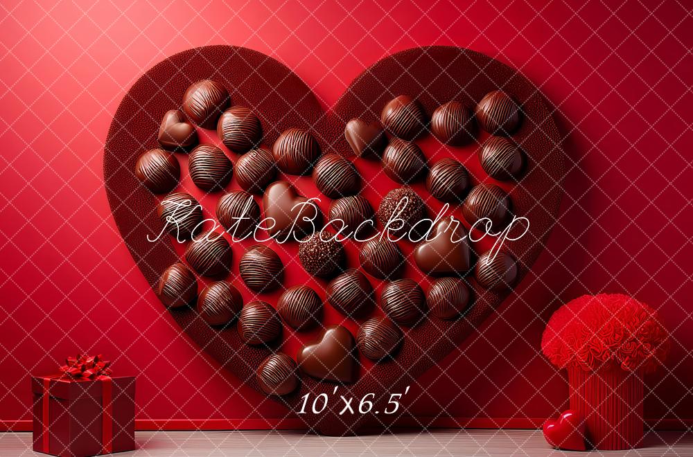 Kate Valentine's Day Red Heart Chocolate Box Gift Printed Backdrop Designed by Megan Leigh Photography