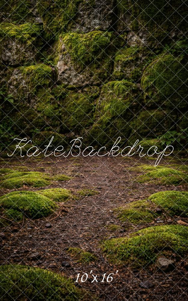 Kate Sweep Mossy Stone Wall and Forest Floor Printed Backdrop Designed by Vertigo Productions
