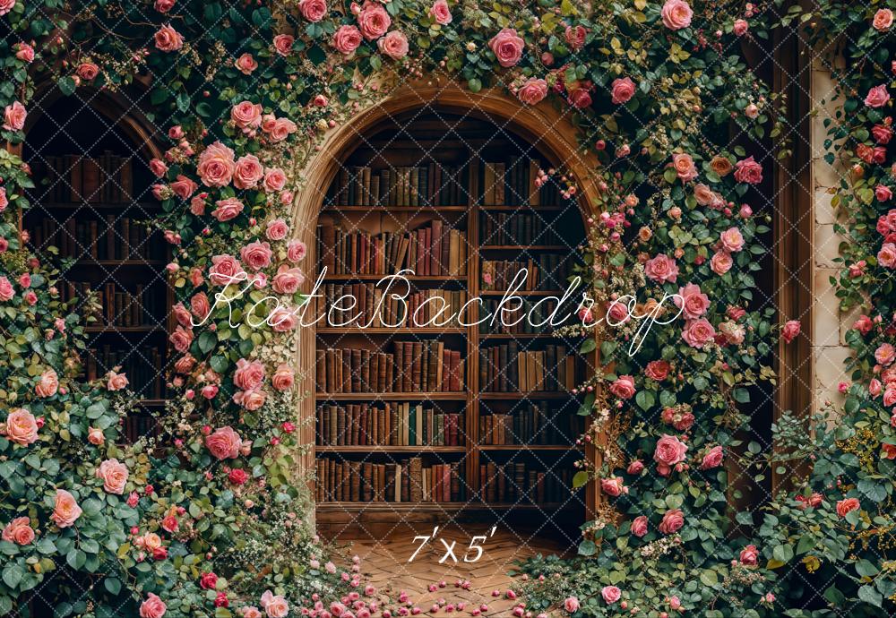 Kate Back To School Flower Arch Library Backdrop for Photography Designed by Emetselch