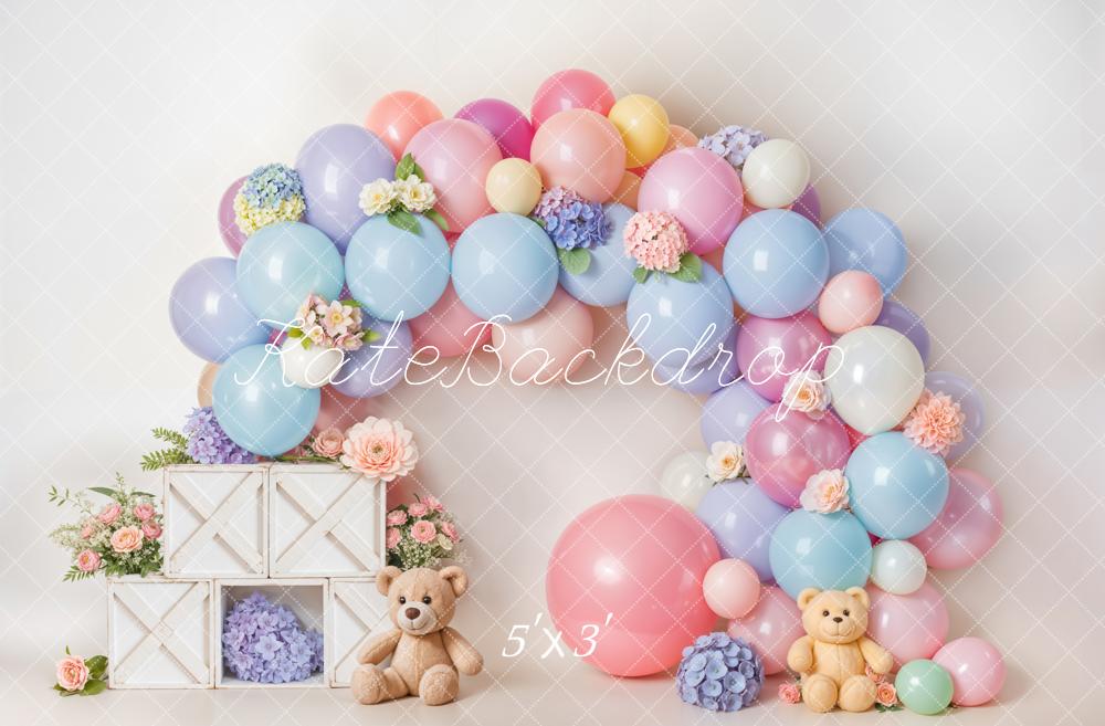 Cake Smash Foto Achtergrond Pastel Balloon Flower Arch Designed by Emetselch