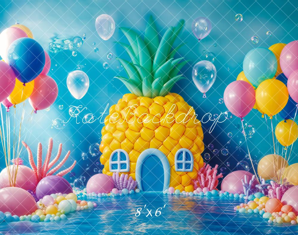 Kate Pastel de cumpleaños bajo el agua Casa piña Globo fondo Diseñado por Emetselch