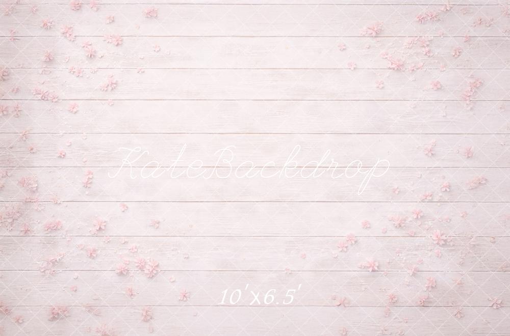 Kate Pink Flowers White Wood Floor Printed Backdrop Printed Backdrop Designed by Mandy Ringe Photography