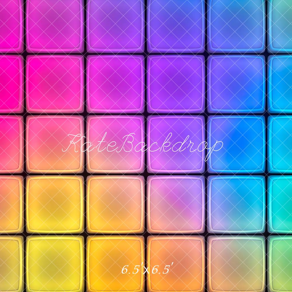 Kate Colorful Gradient Square Retro Wall Printed Backdrop Designed by Patty Roberts