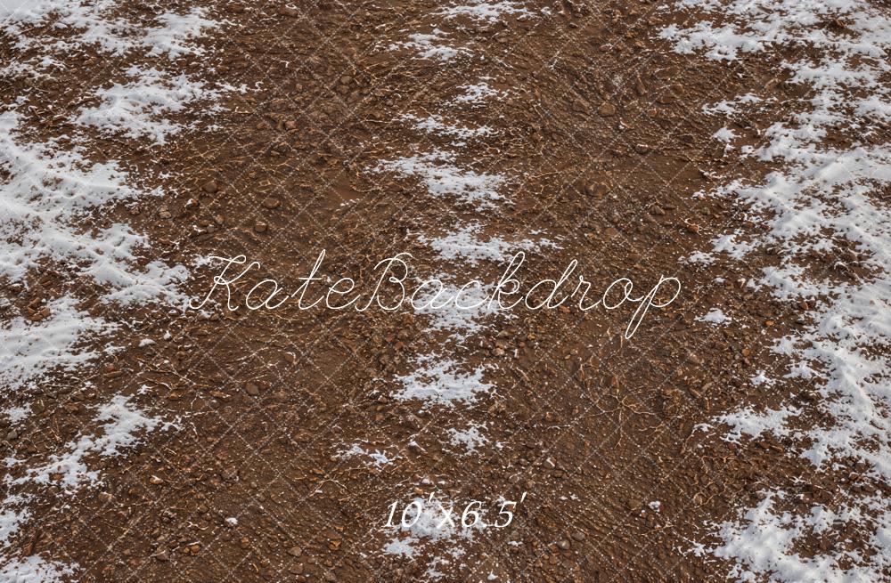 Kate Winter Brown Snowy Muddy Ground Floor Printed Backdrop Designed by Kate Image
