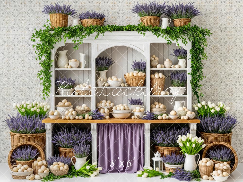 Kate Easter Eggs Lavender Flower Cabinet Backdrop Designed by Patty Roberts