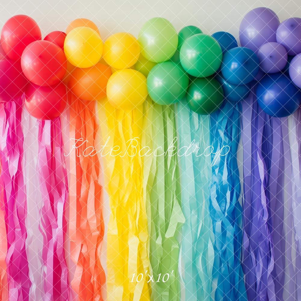 Kate Rainbow Balloon Colorful Streamer Backdrop Designed by Patty Roberts