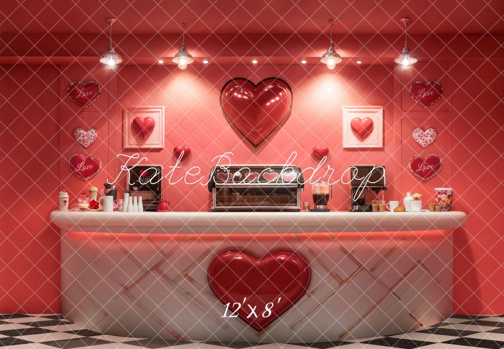 Valentine Coffee Bar Rode Hart Foto Achtergrond Designed by Emetselch
