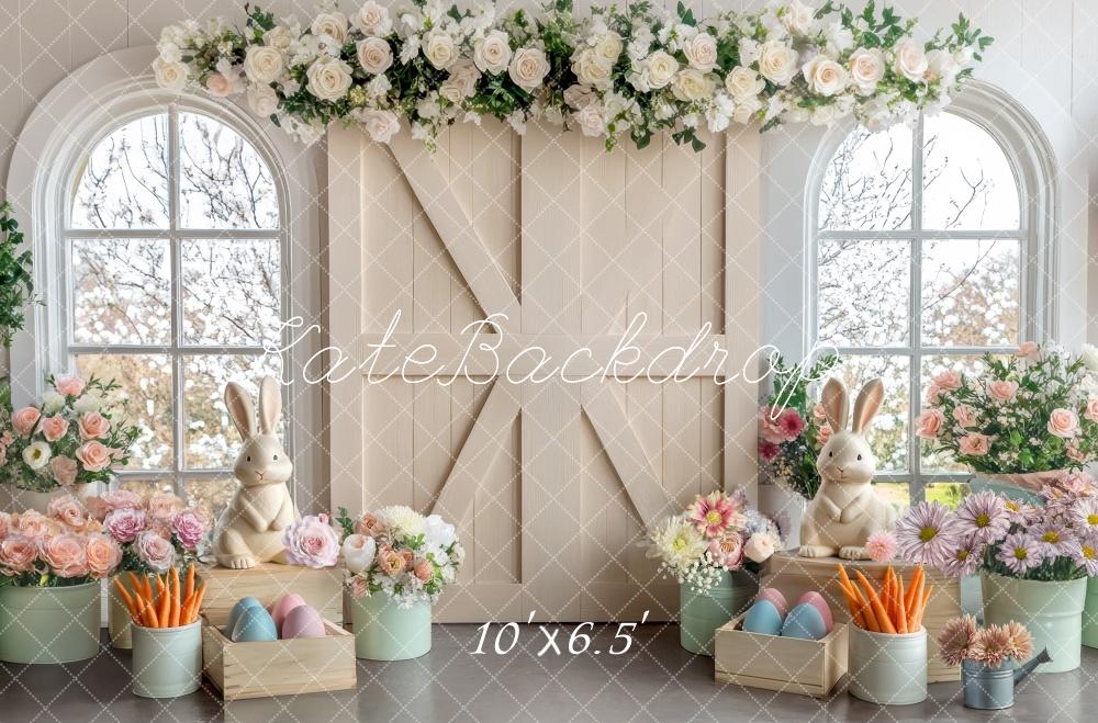 Kate Easter Interior Floral Cream Barn Door Backdrop Designed by Mini MakeBelieve