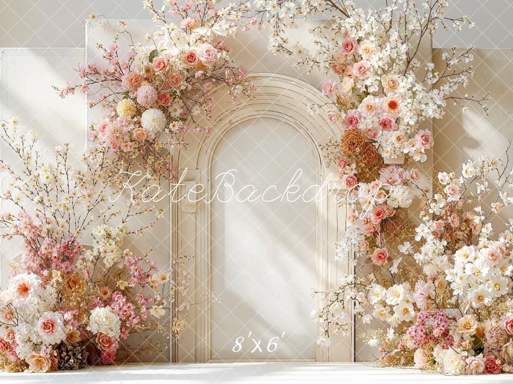 Kate Spring Flower Arch Cream Floral Door Frame Printed Backdrop Designed by Emetselch