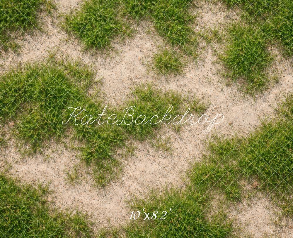 Kate Patchy Grass and Sand Floor Printed Backdrop Designed by Vertigo Productions
