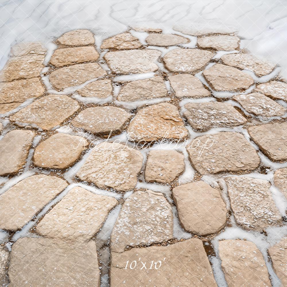 Kate Winter Cobblestone Snow Floor Backdrop Designed by Kate Image