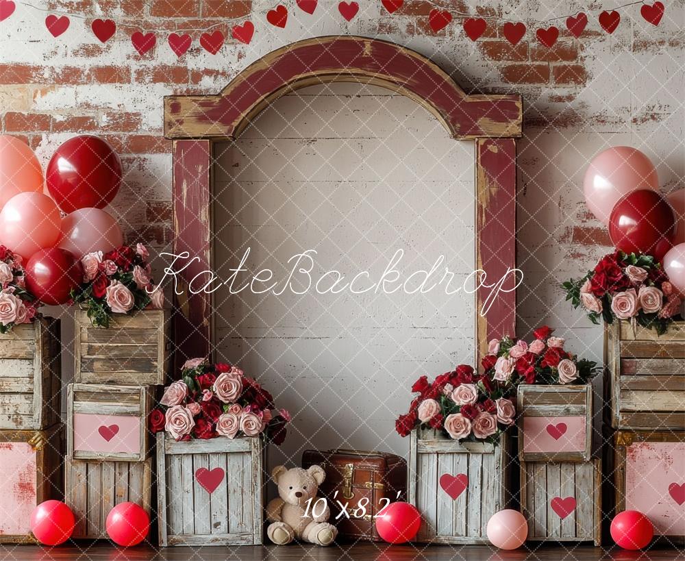 Kate Valentine Balloon Vintage Teddy Bears Backdrop Designed by Mini MakeBelieve