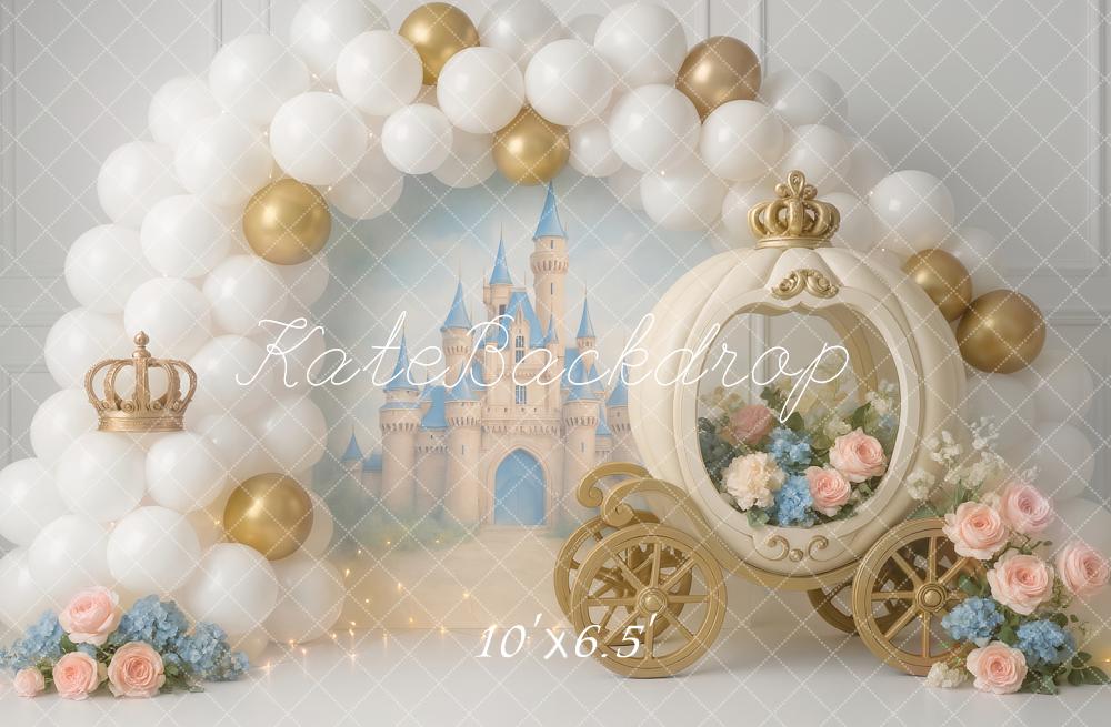 Kate Cake Smash Fairy Fantasy Castle Carriage Balloon Backdrop Designed by Ashley Paul