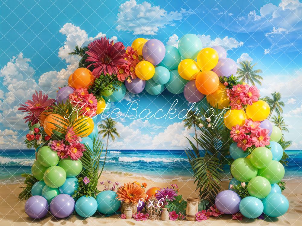 Kate Tropical Beach Balloon Arch Backdrop Designed by Emetselch